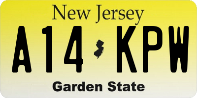 NJ license plate A14KPW