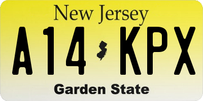 NJ license plate A14KPX