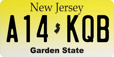 NJ license plate A14KQB