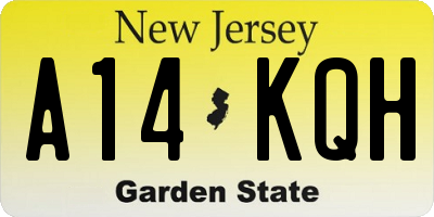 NJ license plate A14KQH