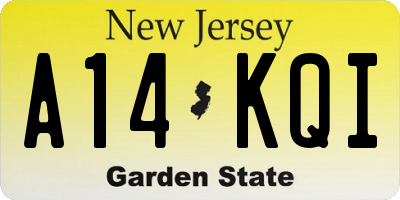 NJ license plate A14KQI