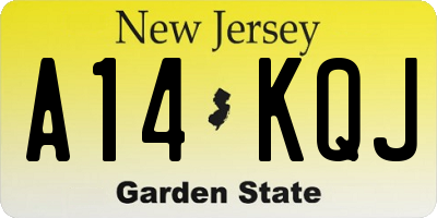 NJ license plate A14KQJ