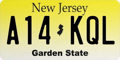 NJ license plate A14KQL