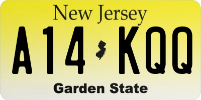 NJ license plate A14KQQ