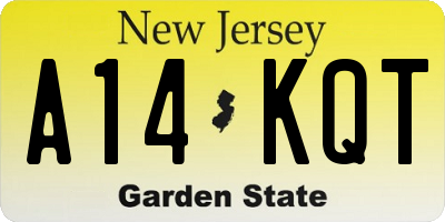NJ license plate A14KQT