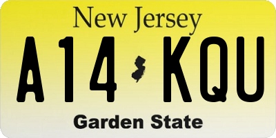 NJ license plate A14KQU