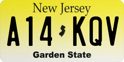 NJ license plate A14KQV
