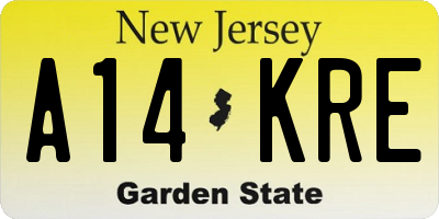 NJ license plate A14KRE