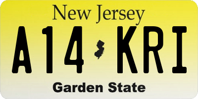 NJ license plate A14KRI