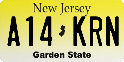 NJ license plate A14KRN