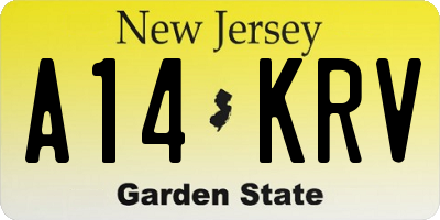 NJ license plate A14KRV