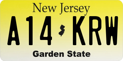NJ license plate A14KRW