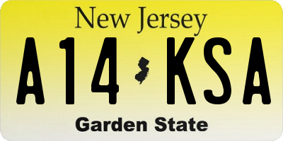 NJ license plate A14KSA