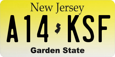 NJ license plate A14KSF