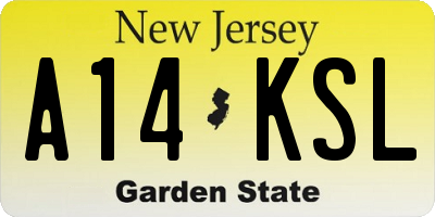 NJ license plate A14KSL