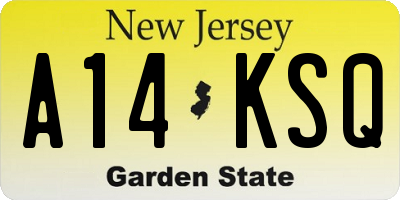 NJ license plate A14KSQ
