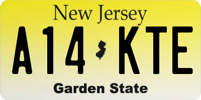 NJ license plate A14KTE