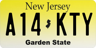 NJ license plate A14KTY