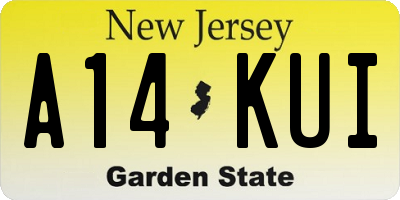 NJ license plate A14KUI