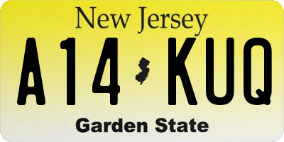 NJ license plate A14KUQ