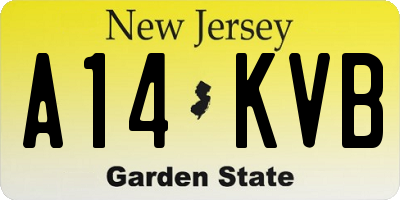 NJ license plate A14KVB
