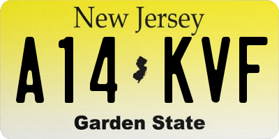 NJ license plate A14KVF