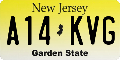 NJ license plate A14KVG