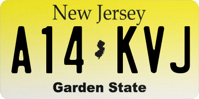 NJ license plate A14KVJ