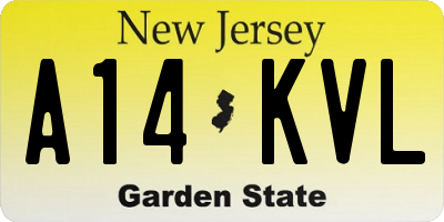 NJ license plate A14KVL