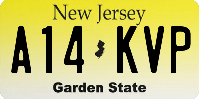 NJ license plate A14KVP