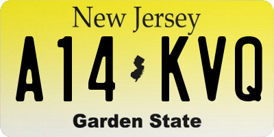 NJ license plate A14KVQ