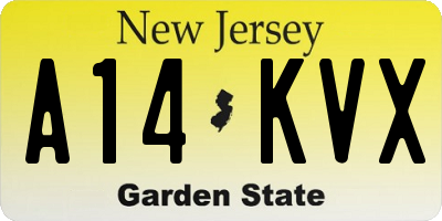 NJ license plate A14KVX