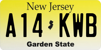 NJ license plate A14KWB