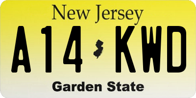 NJ license plate A14KWD