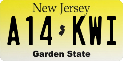 NJ license plate A14KWI