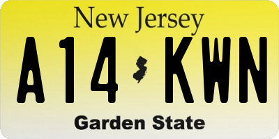 NJ license plate A14KWN