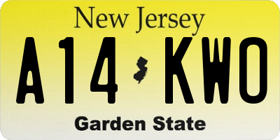 NJ license plate A14KWO