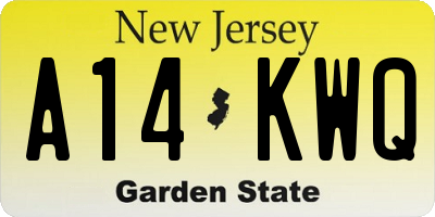 NJ license plate A14KWQ