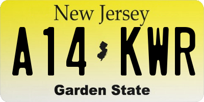 NJ license plate A14KWR