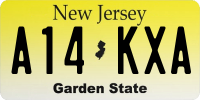 NJ license plate A14KXA
