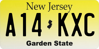 NJ license plate A14KXC