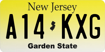NJ license plate A14KXG