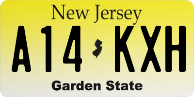 NJ license plate A14KXH