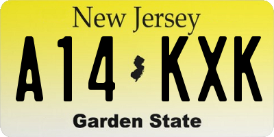 NJ license plate A14KXK