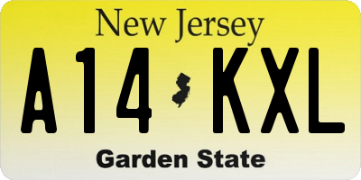 NJ license plate A14KXL