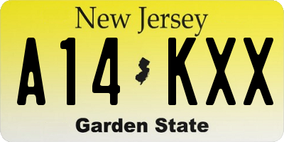 NJ license plate A14KXX