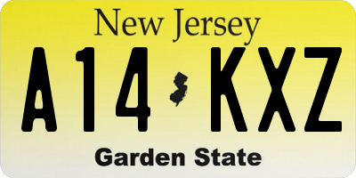NJ license plate A14KXZ