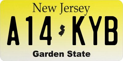NJ license plate A14KYB