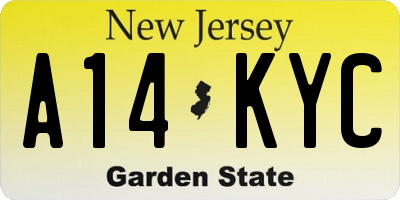 NJ license plate A14KYC