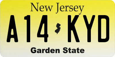 NJ license plate A14KYD